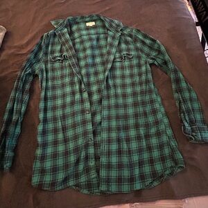 Sonoma Teal and Navy Plaid Shirt
